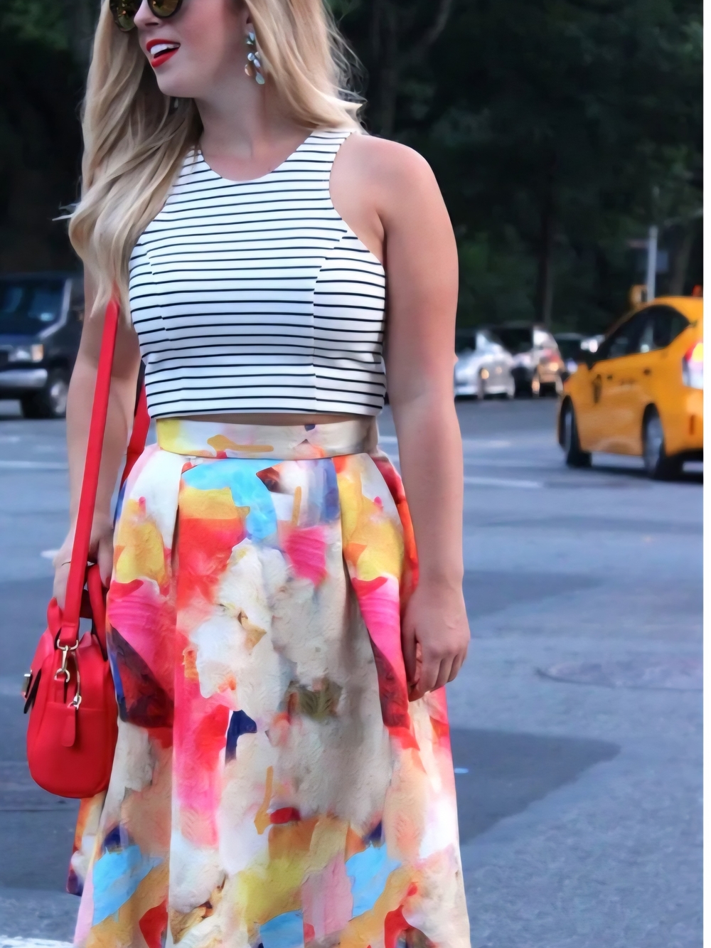 H&M Multicolor Abstract A-Line Skirt